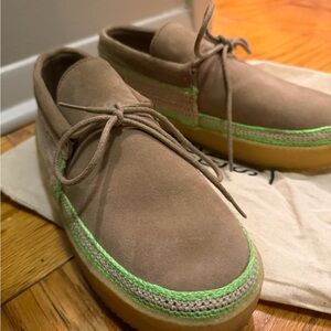 Laidback London Tan and Green Moccasin Boots